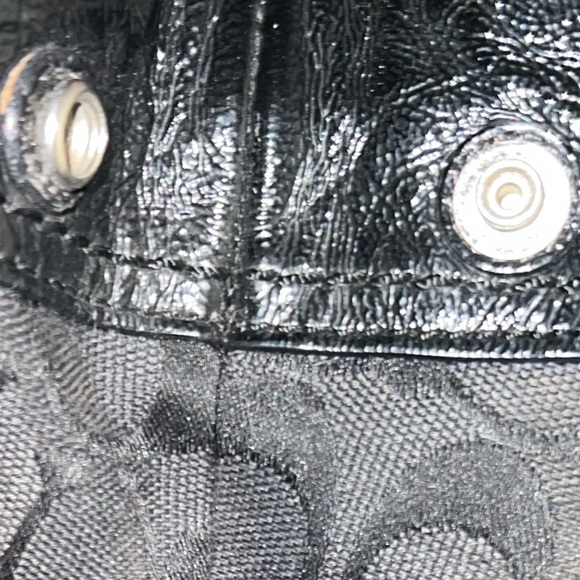 Coach Black Signature Satchel w/ Patent Leather Trim - Picture 13 of 13